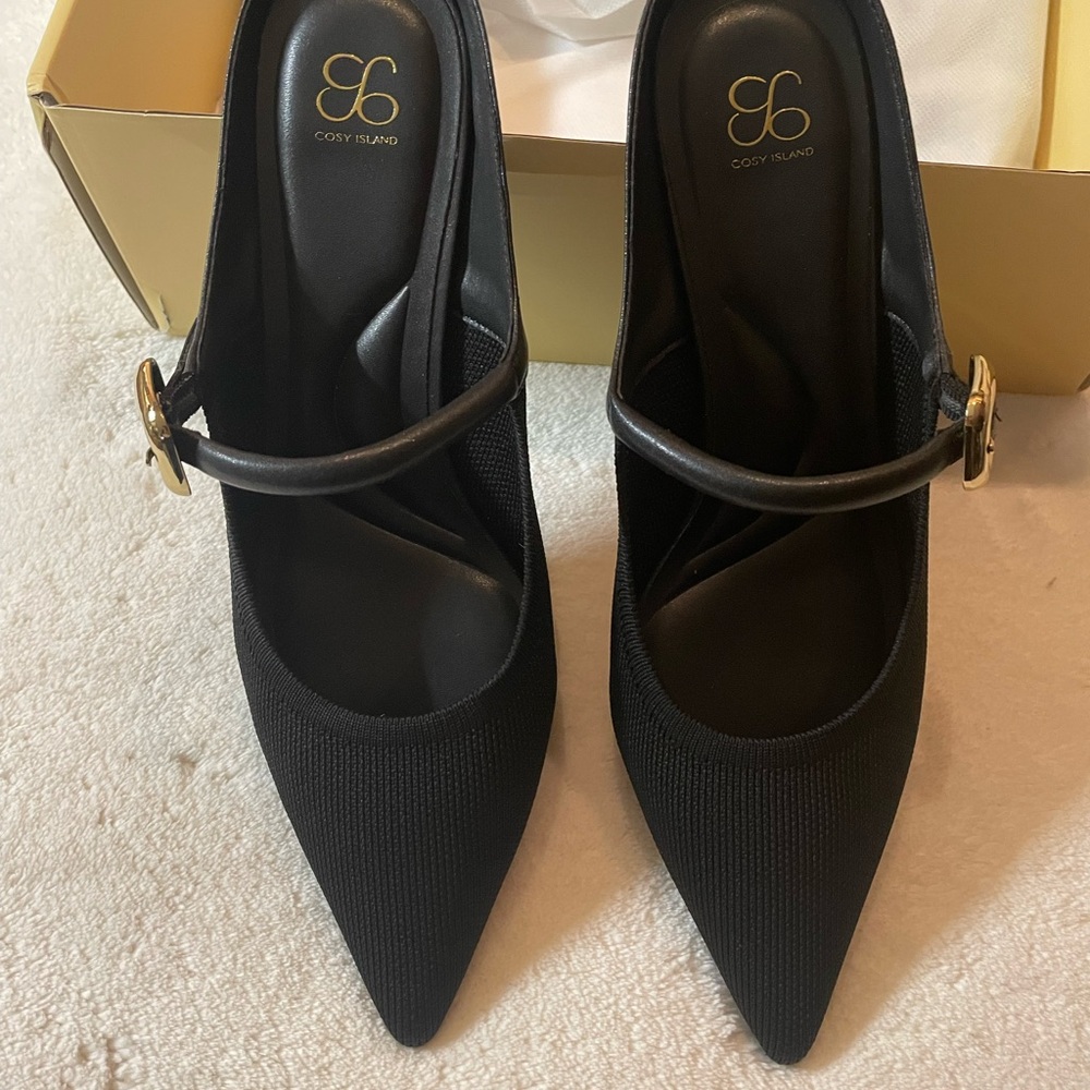 Black Heels with Gold Buckle